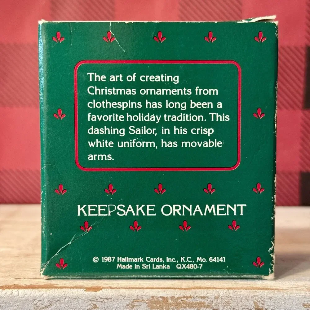 1987 Hallmark Clothespin Soldier #6 Vintage Christmas Keepsake Ornament | Sailor